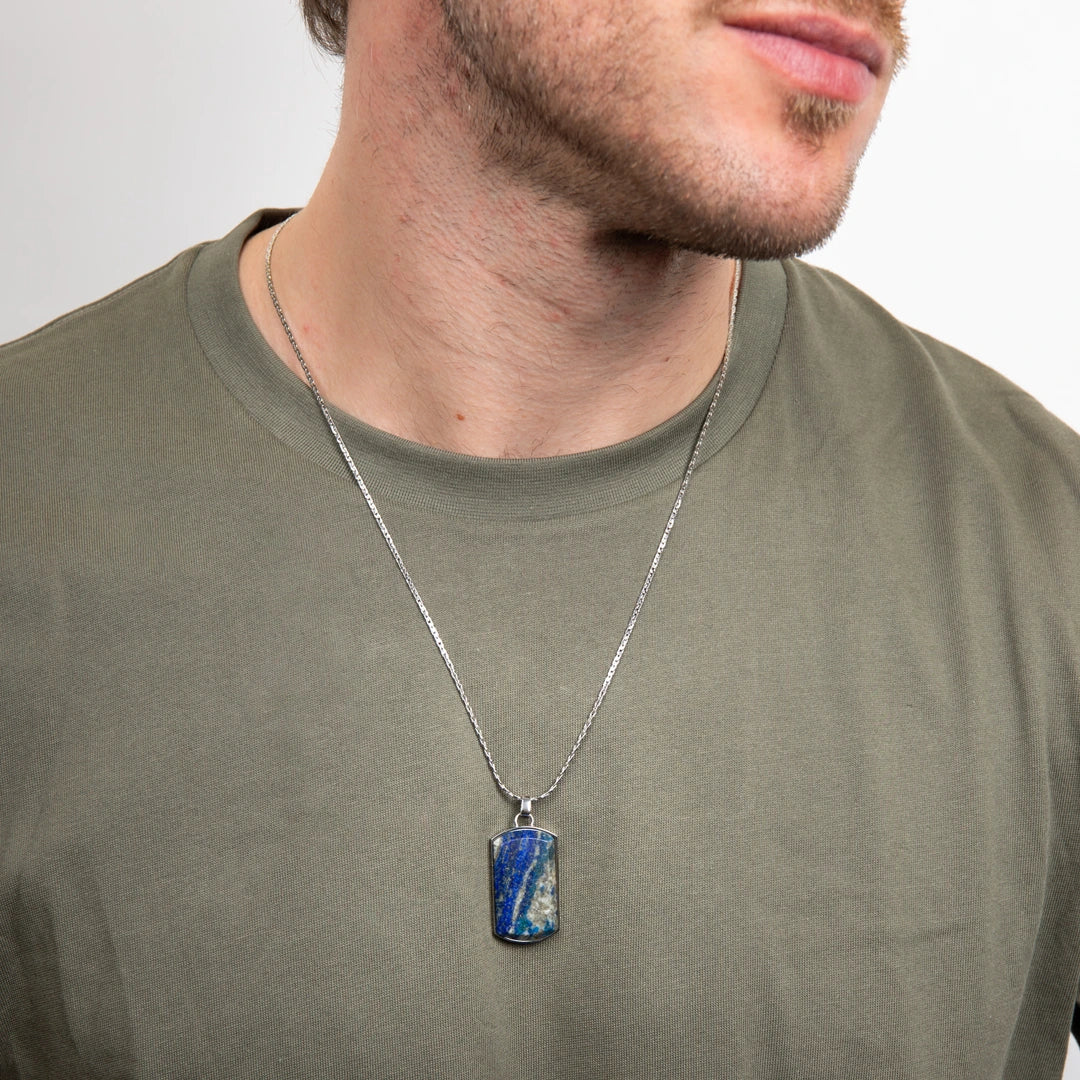 Fred Bennett Mens Lapis Dog Tag Pendant
