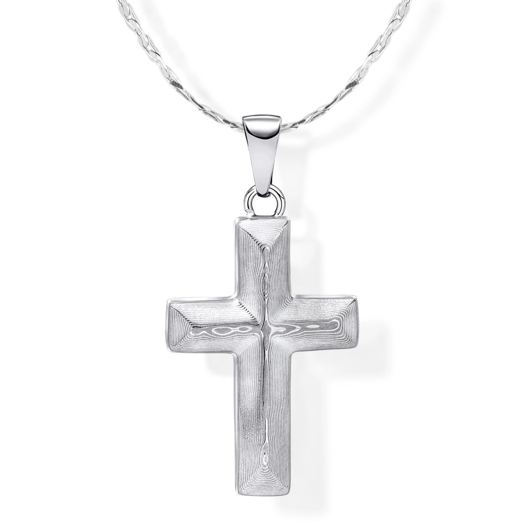 Fred Bennett Mens Damascus Steel Cross Pendant