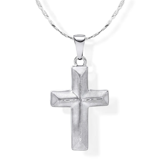Fred Bennett Mens Damascus Steel Cross Pendant