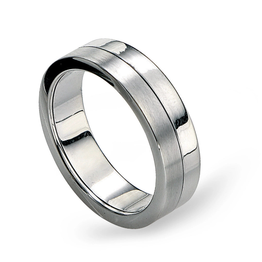Fred Bennett Mens Stainless Steel Two Tone Spinning Band Ring