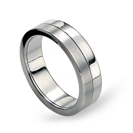 Fred Bennett Mens Stainless Steel Two Tone Spinning Band Ring