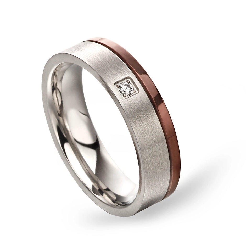 Fred Bennett Mens IP detail Brushed Steel Ring