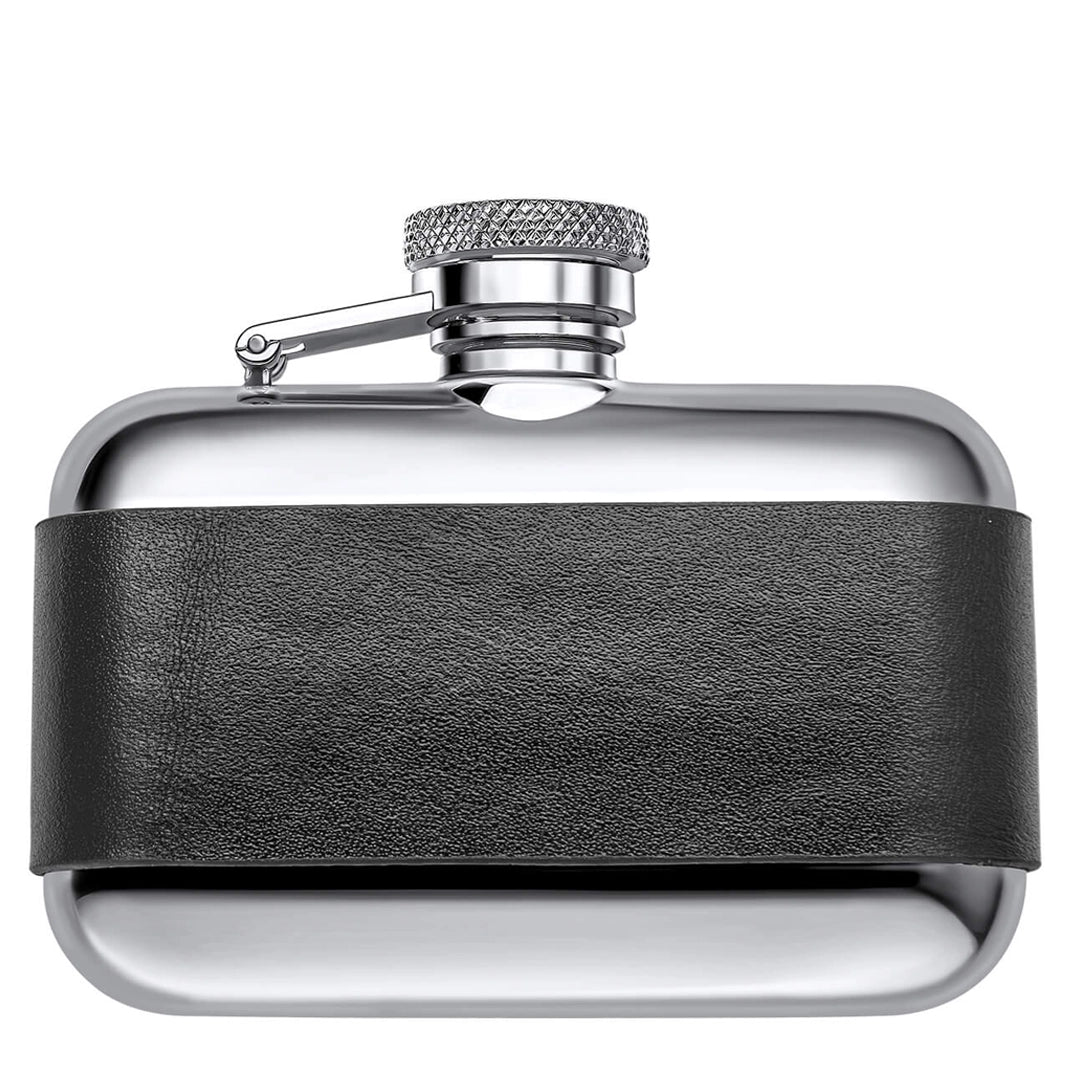 Fred Bennett Mens Black Leather 3oz Hip Flask