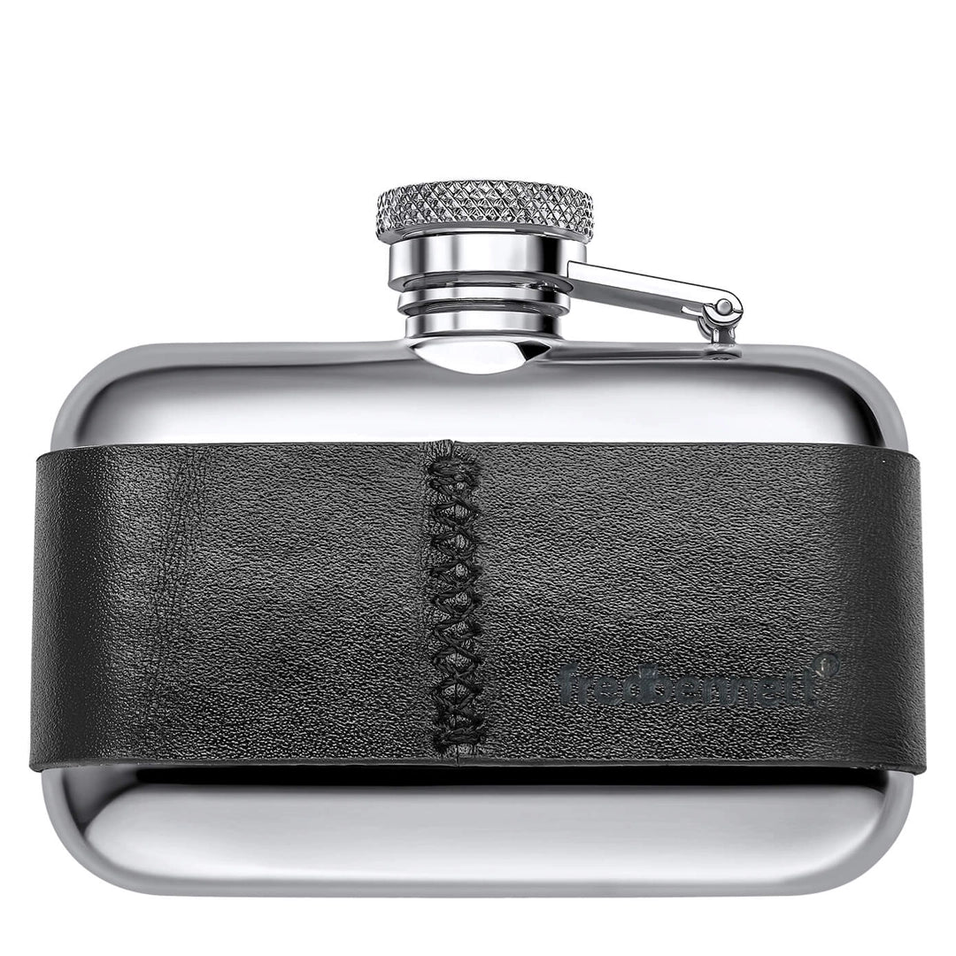 Fred Bennett Mens Black Leather 3oz Hip Flask