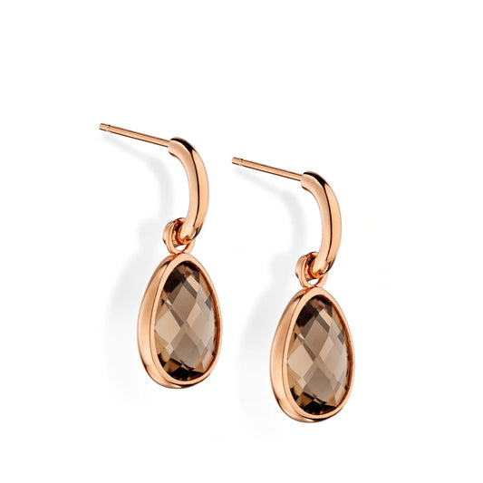 9ct Rose Gold Smoky Quartz Drop Earrings