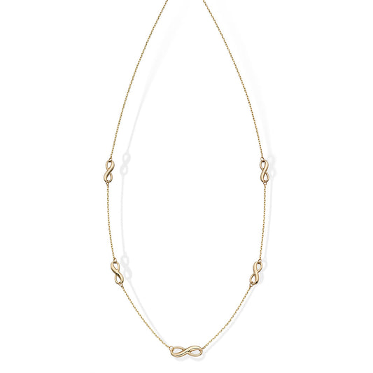 9ct Yellow Gold Infinity Station Necklace Yellow Gold