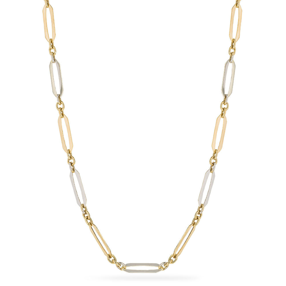 9ct Yellow White Elongated Link Necklace