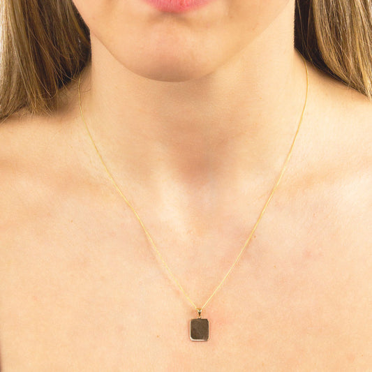 9ct Yellow Gold Emerald Shape Engravable Gold Pendant Yellow Gold