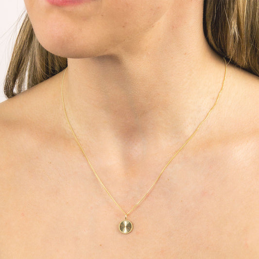 9ct Yellow Gold Granulation Round Disc Pendant Yellow Gold
