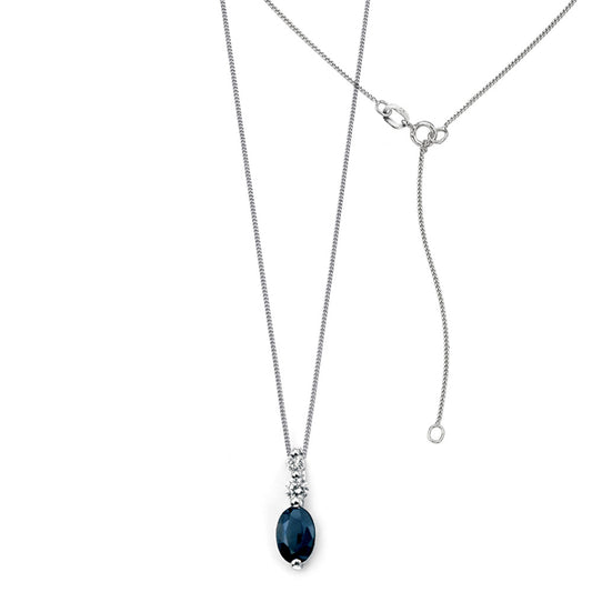 9ct White Gold Sapphire and Diamond Pendant White Gold