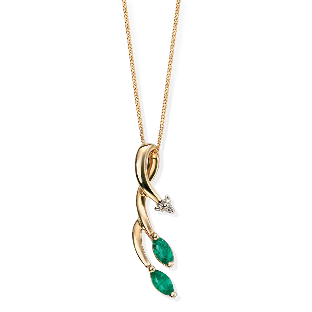 9ct Yellow Emerald Diamond Vine Pendant