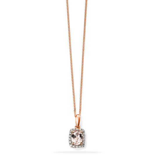 9ct Rose Gold Morganite Diamond Pendant Rose Gold