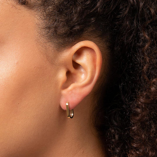 9ct Yellow Gold U Shape Hoop Earrings Yellow Gold