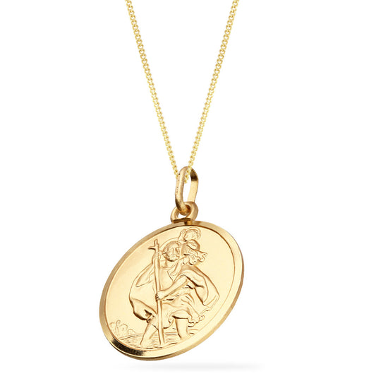 9ct Yellow Gold St Christopher Medallion Pendant Yellow Gold