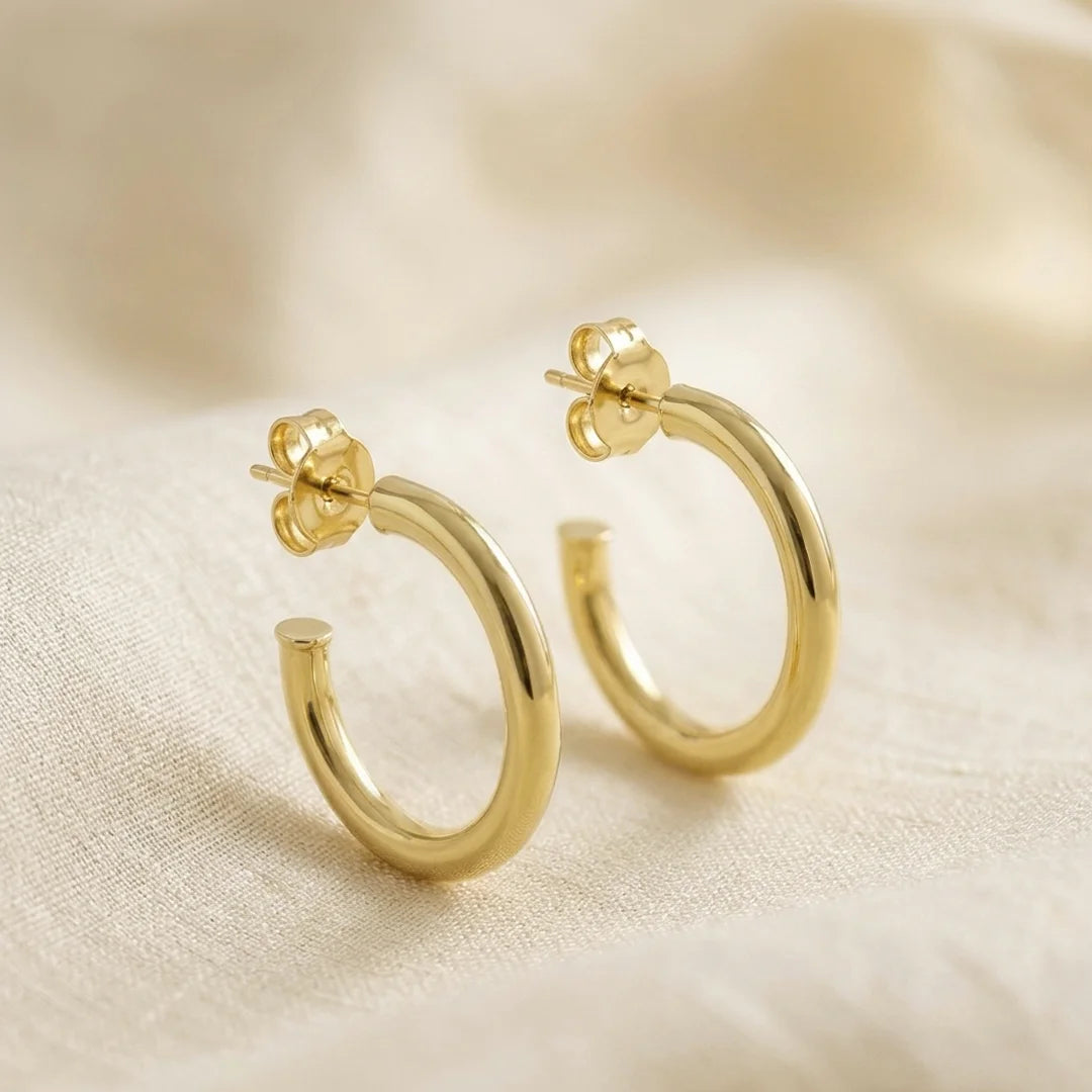 Halo Midi Gold Vermeil Hoop Earrings