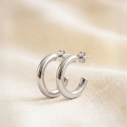 Halo Mini Silver Hoop Earrings