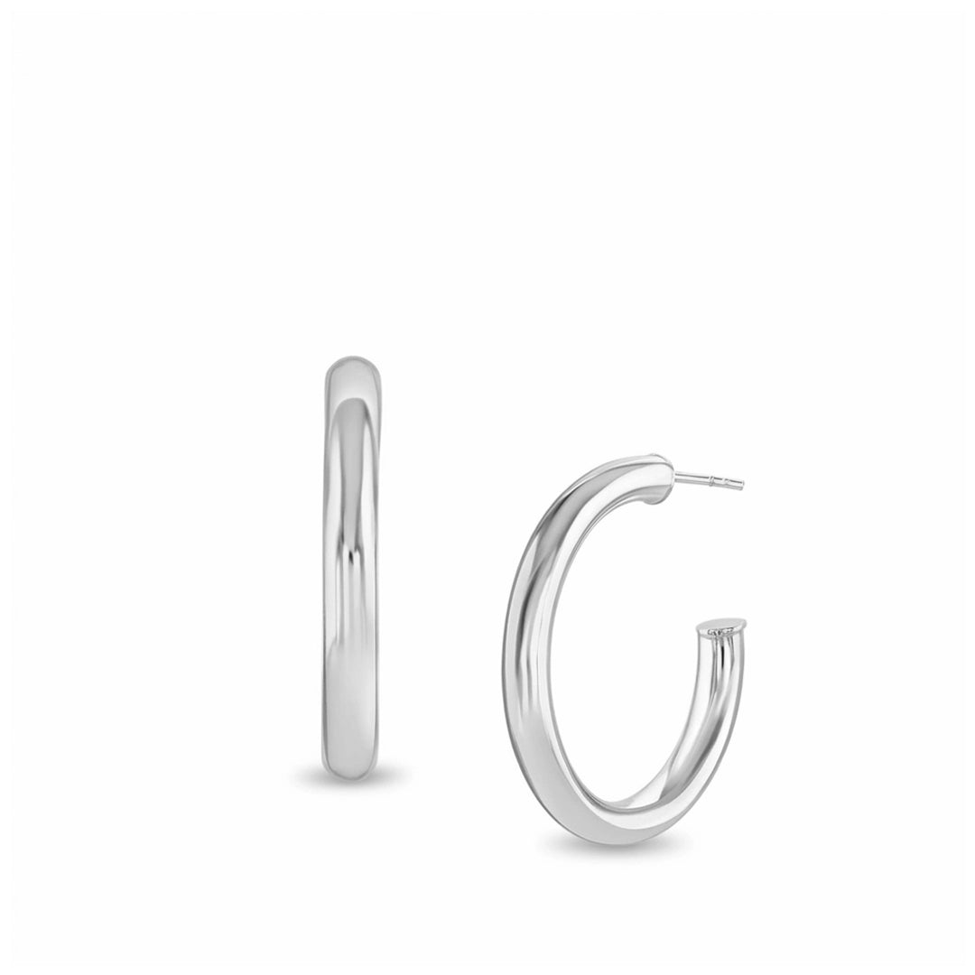 Halo Midi Silver Hoop Earrings