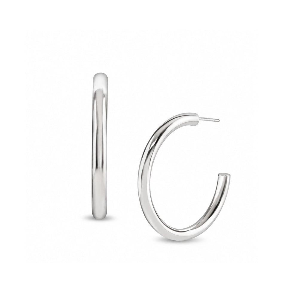 Halo Large Silver Hoop Earrings