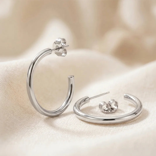 Halo Large Silver Hoop Earrings