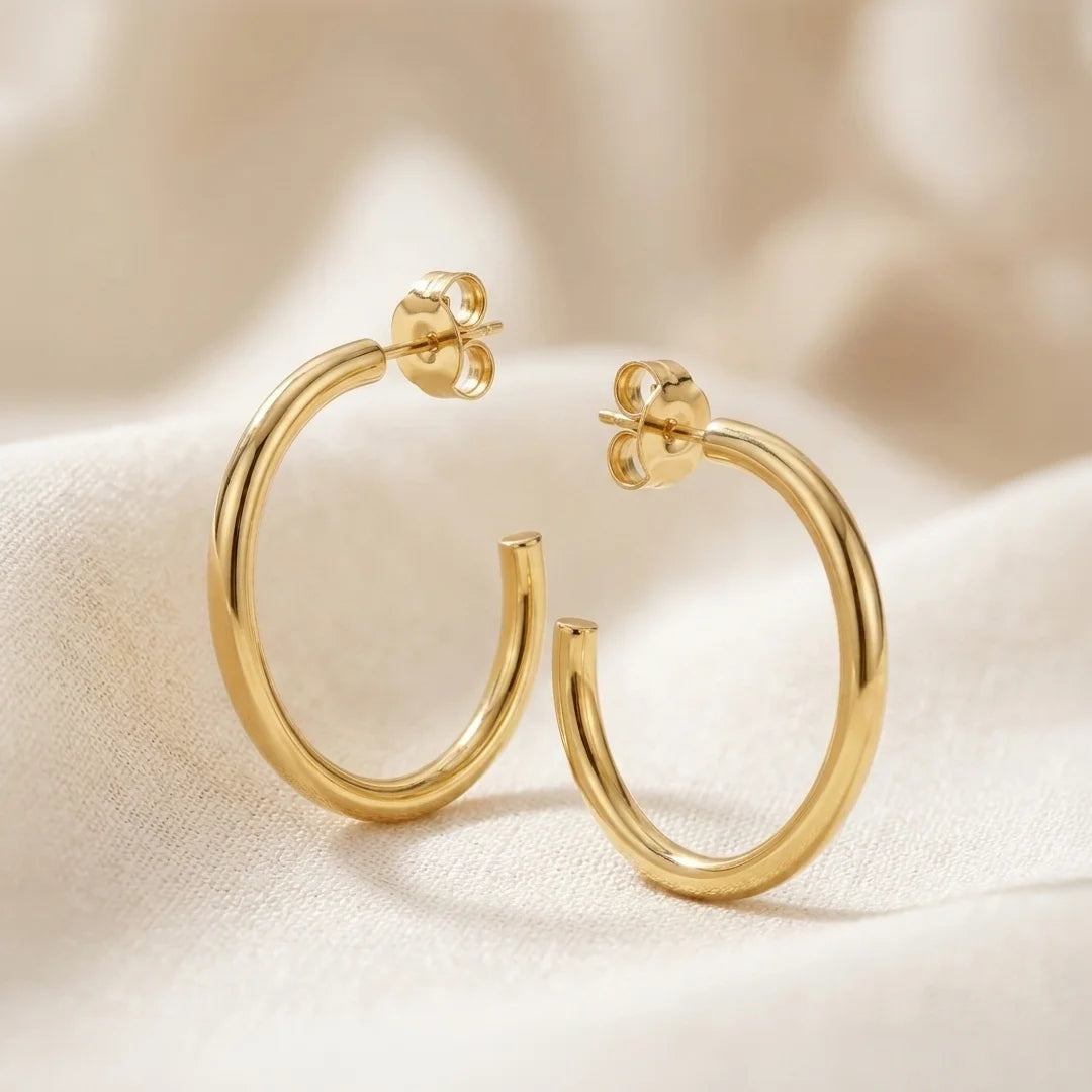 Halo Large Gold Vermeil Hoop Earrings