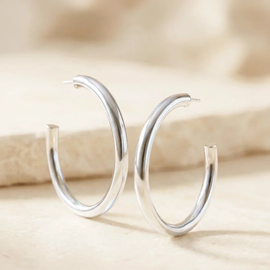 Halo Maxi Silver Hoop Earrings