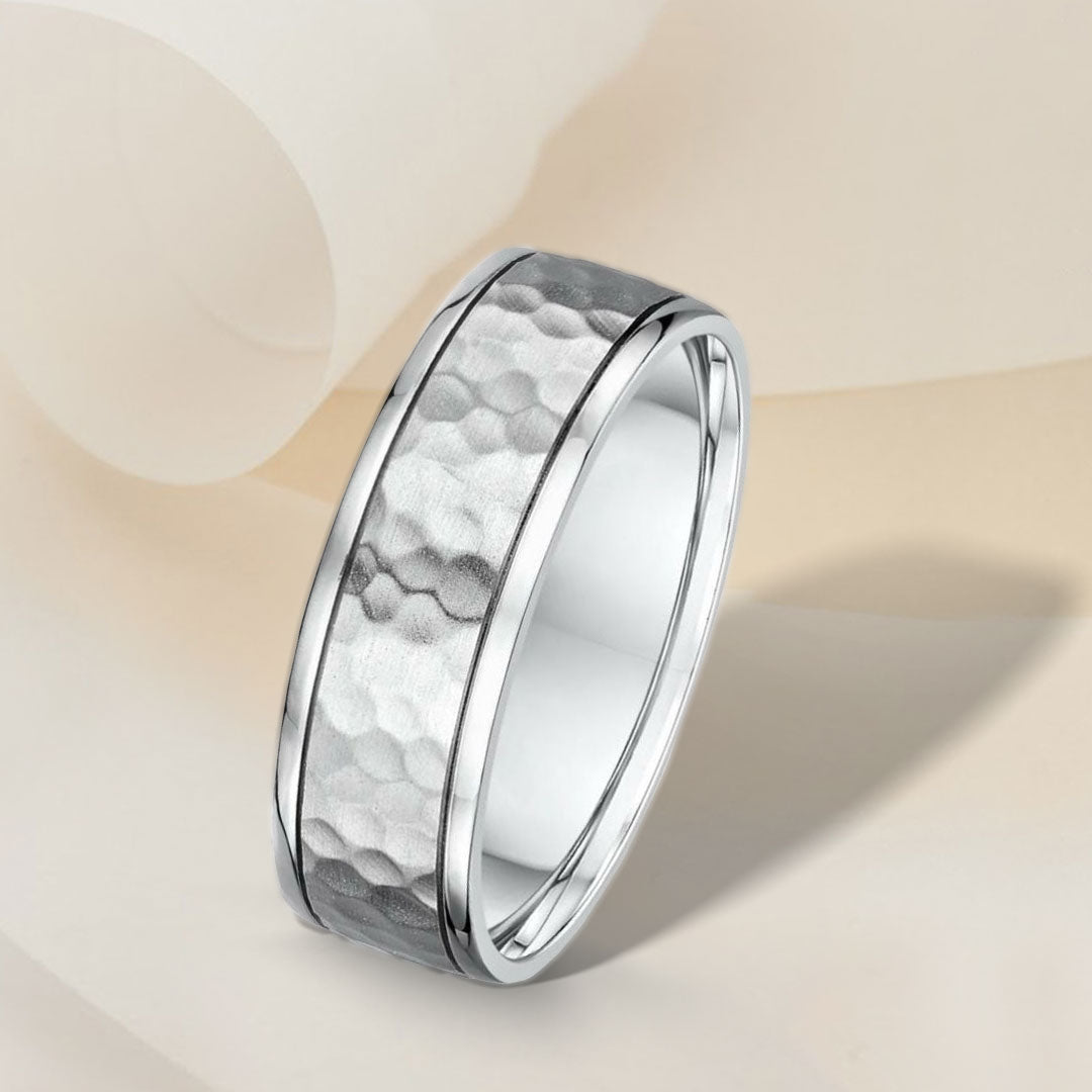 Hammered Patterned Wedding Ring