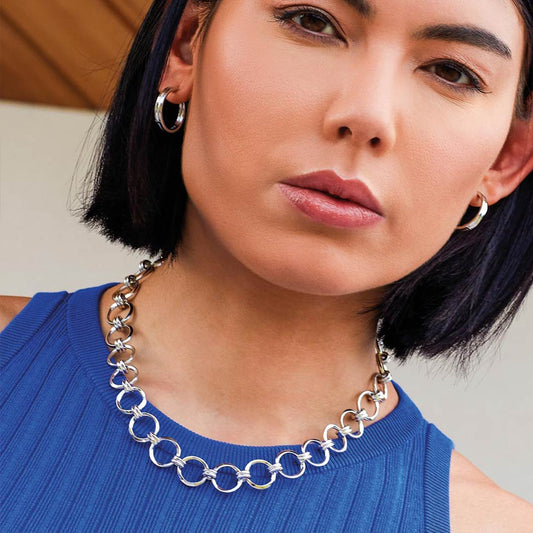 Kit Heath Bevel Unity Statement Sterling Silver Necklace White Gold