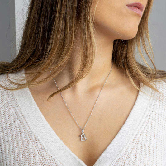Kit Heath Signature Skript Capital B Initial Sterling Silver Necklace White Gold