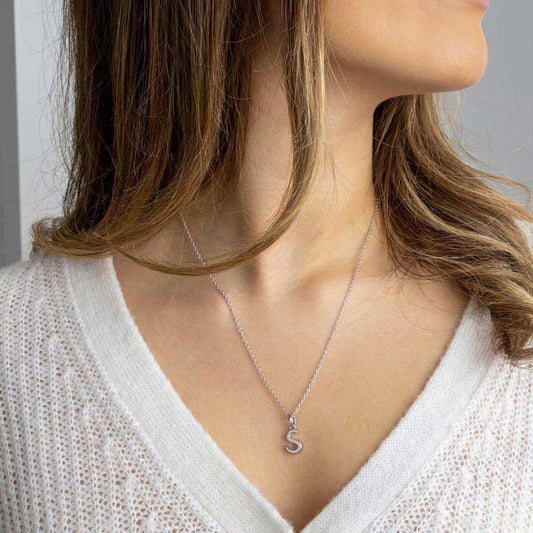 Kit Heath Signature Skript Capital S Initial Sterling Silver Necklace White Gold