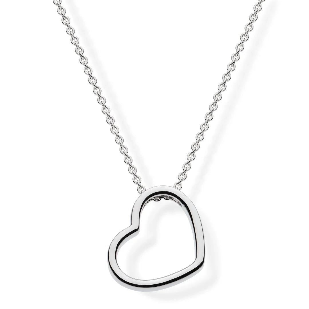 Kit Heath Love Heart Outline Silver Necklace