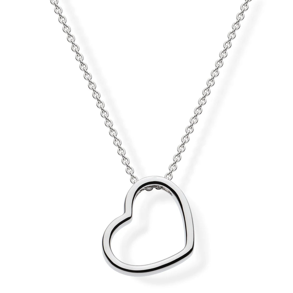Kit Heath Love Heart Outline Silver Necklace
