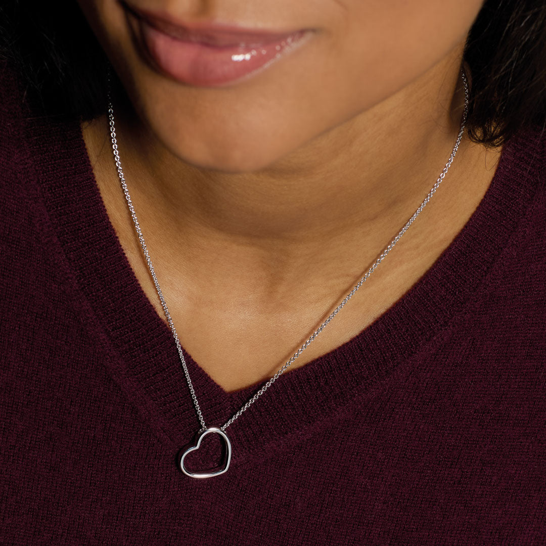Kit Heath Love Heart Outline Silver Necklace