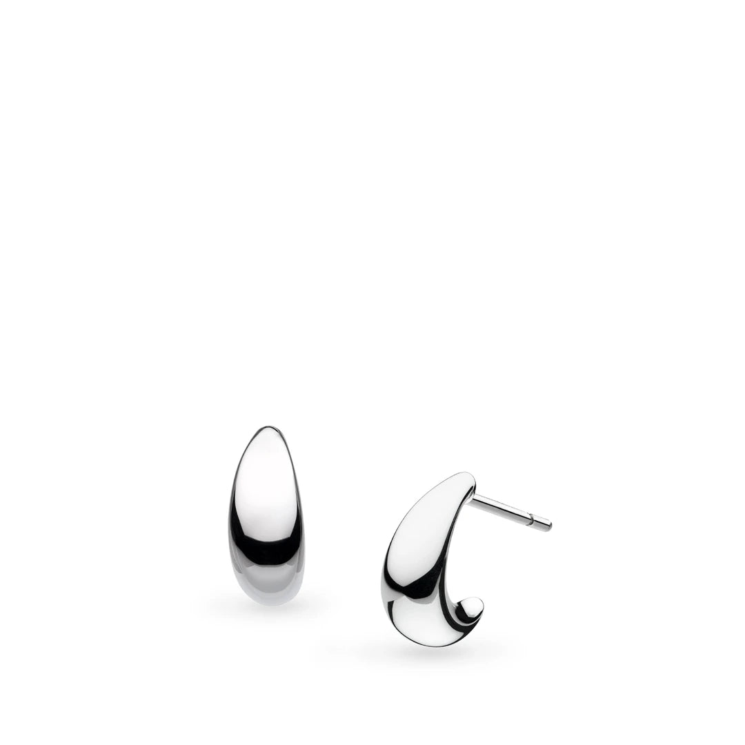 Kit Heath Sterling Silver Coast Pebble Smooth Semi Hoop Stud Earrings