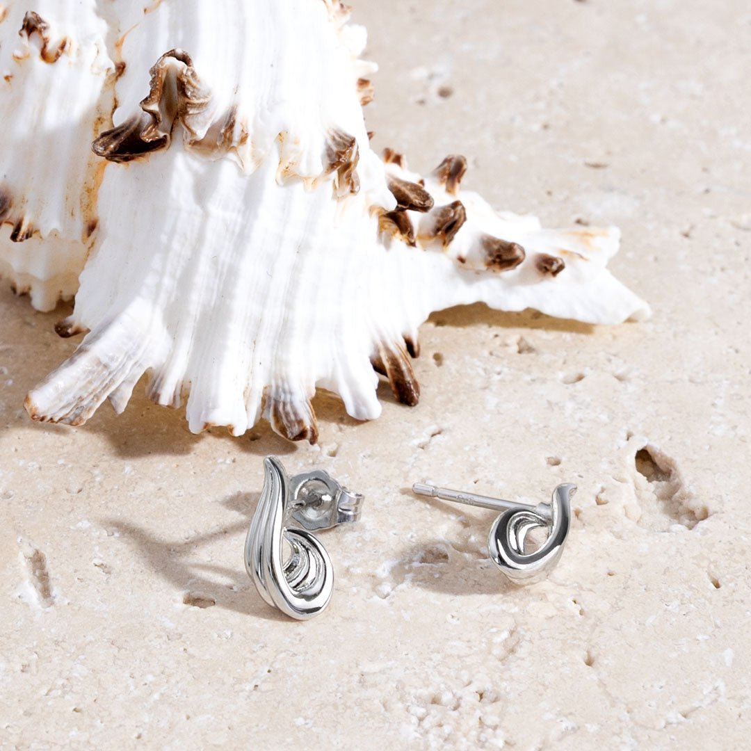 Kit Heath Sterling Silver Oceane Shell Wave Stud Earrings