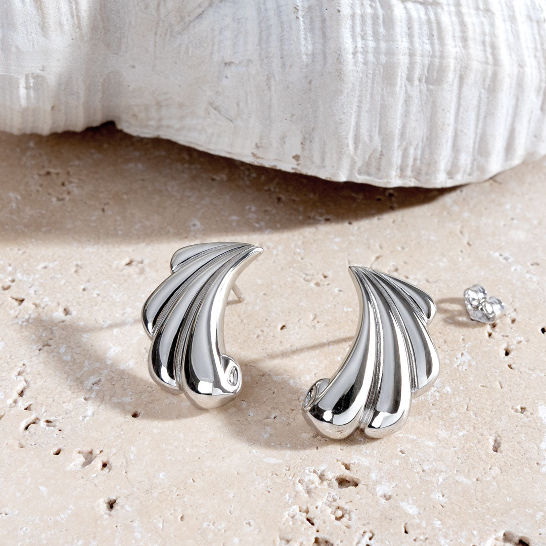 Kit Heath Sterling Silver Oceane Shell Echo Grande Stud Earrings