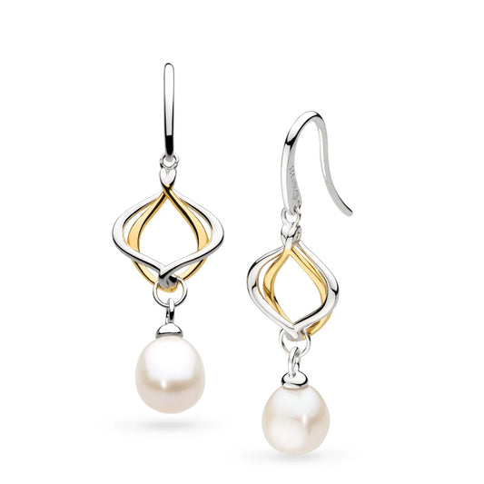 Kit Heath Sterling Silver Alicia Pearl Golden Drop Earrings