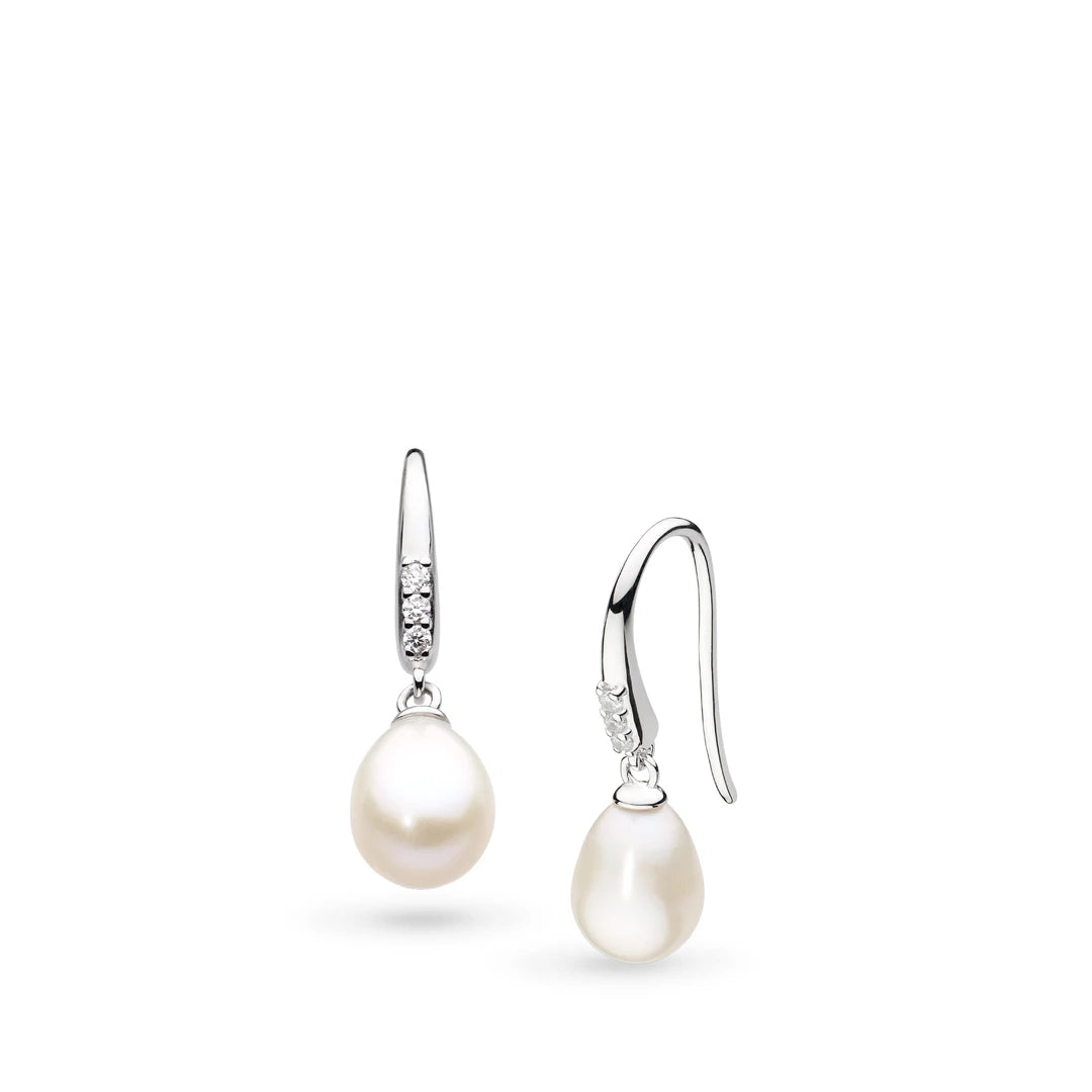 Kit Heath Sterling Silver Revival Classic Pearl Glitz Drop Earrings