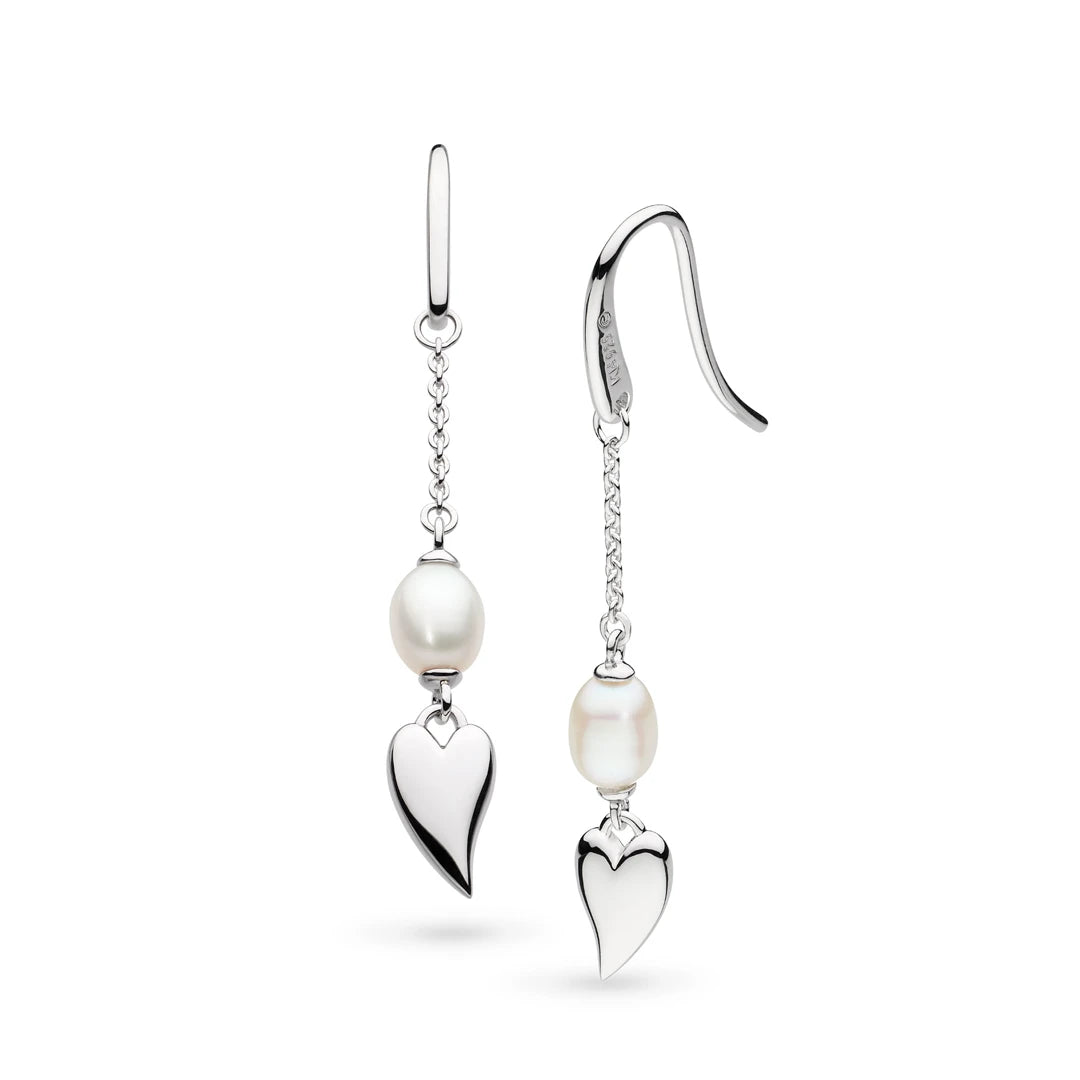 Kit Heath Sterling Silver Desire Kiss Pearl Chain Drop Earrings