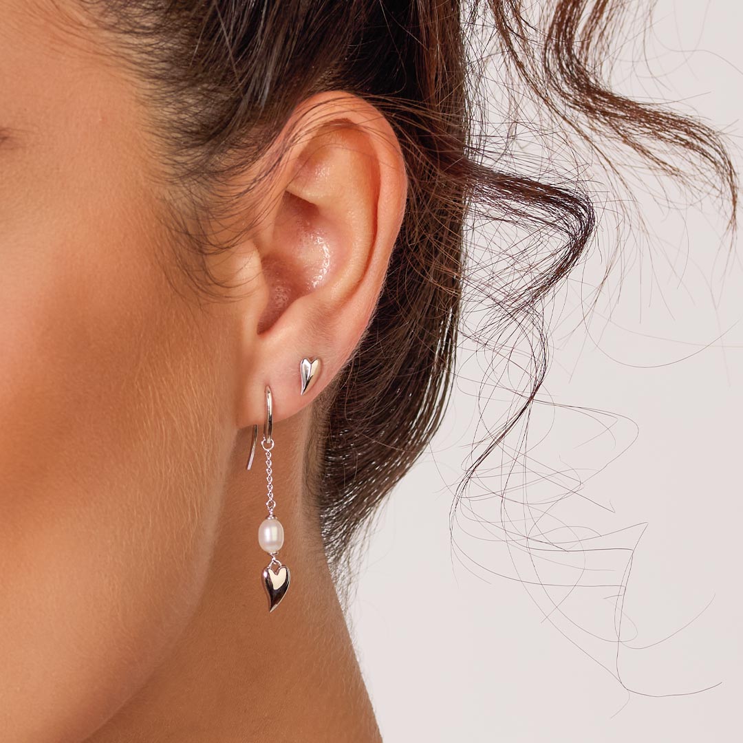 Kit Heath Sterling Silver Desire Kiss Pearl Chain Drop Earrings
