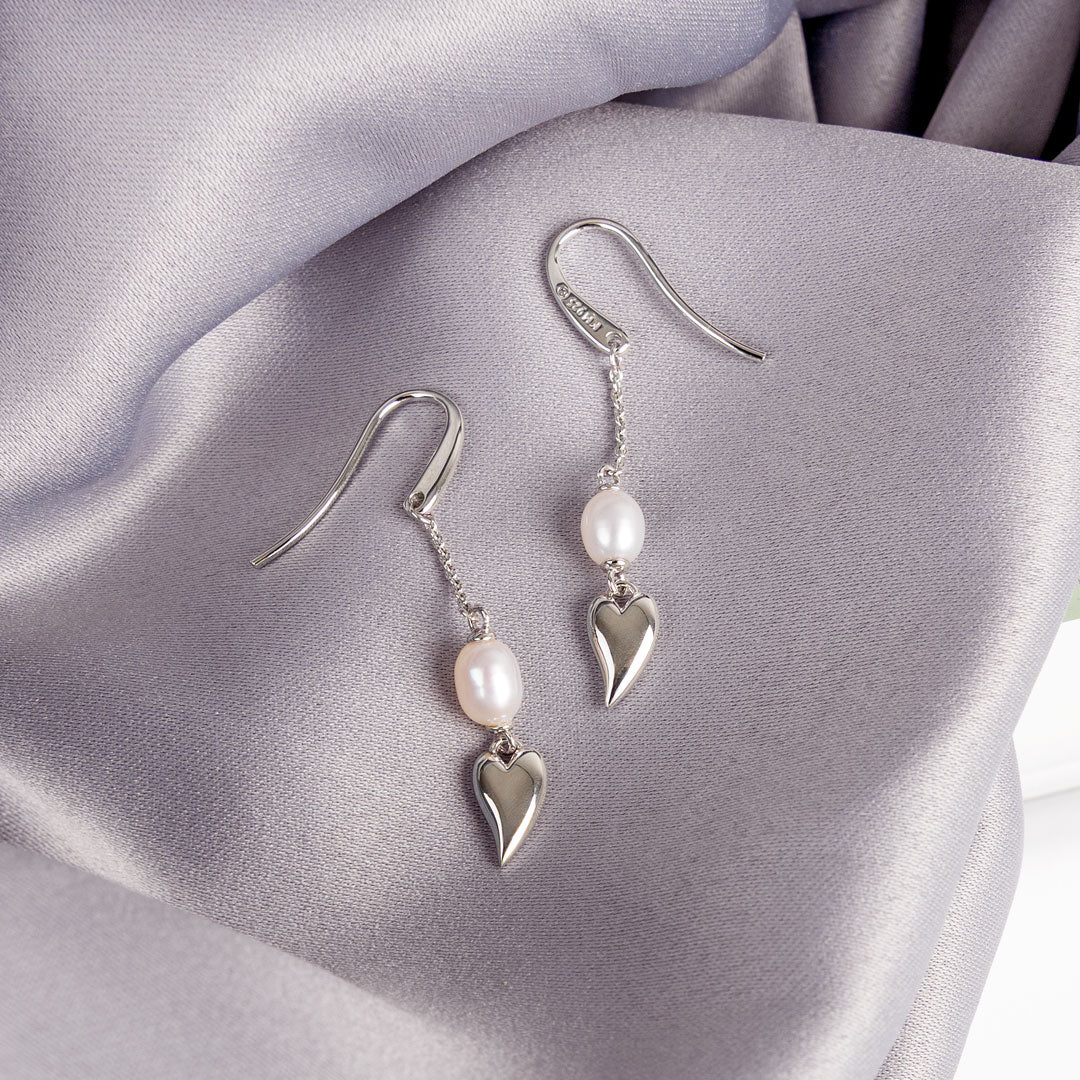 Kit Heath Sterling Silver Desire Kiss Pearl Chain Drop Earrings
