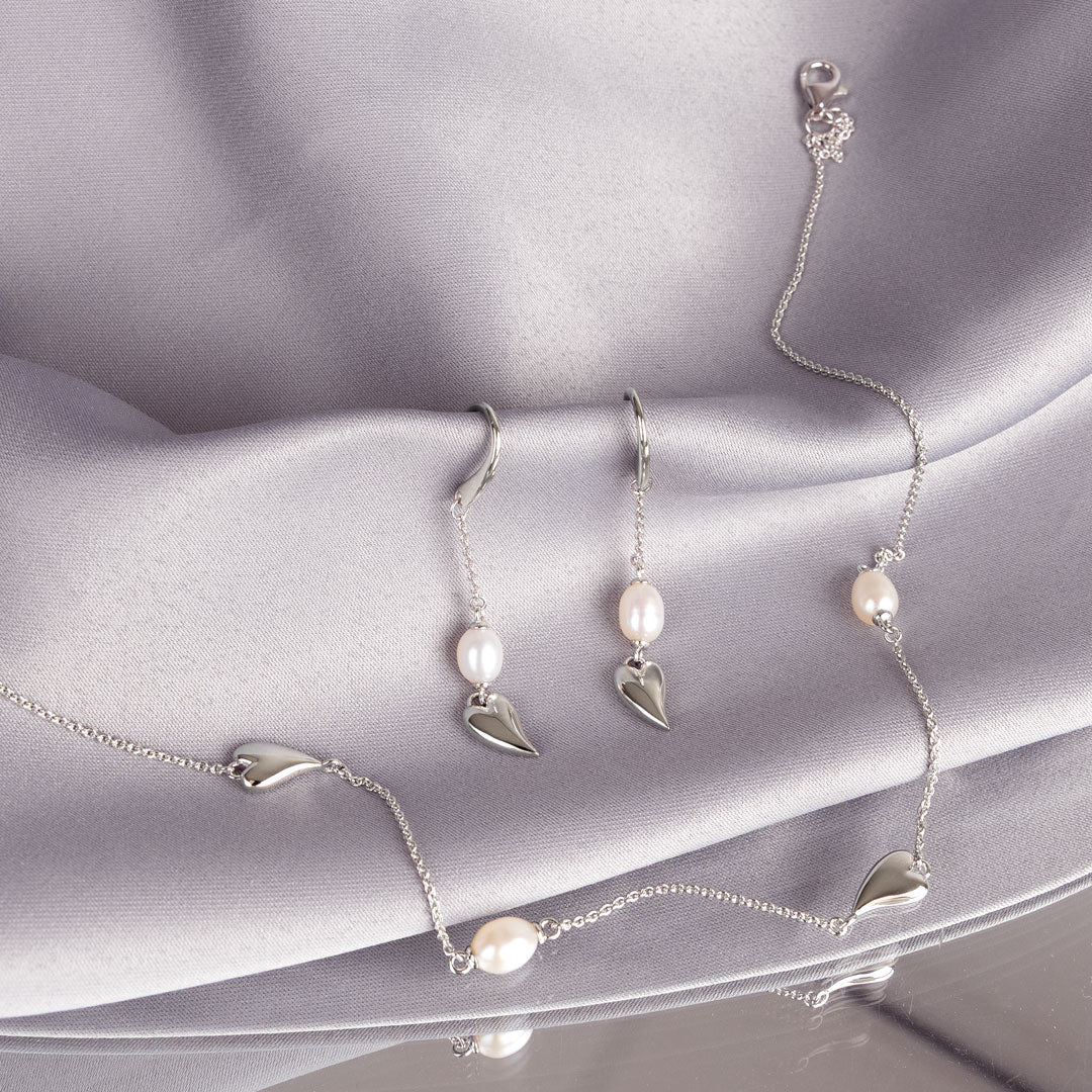 Kit Heath Sterling Silver Desire Kiss Pearl Chain Drop Earrings
