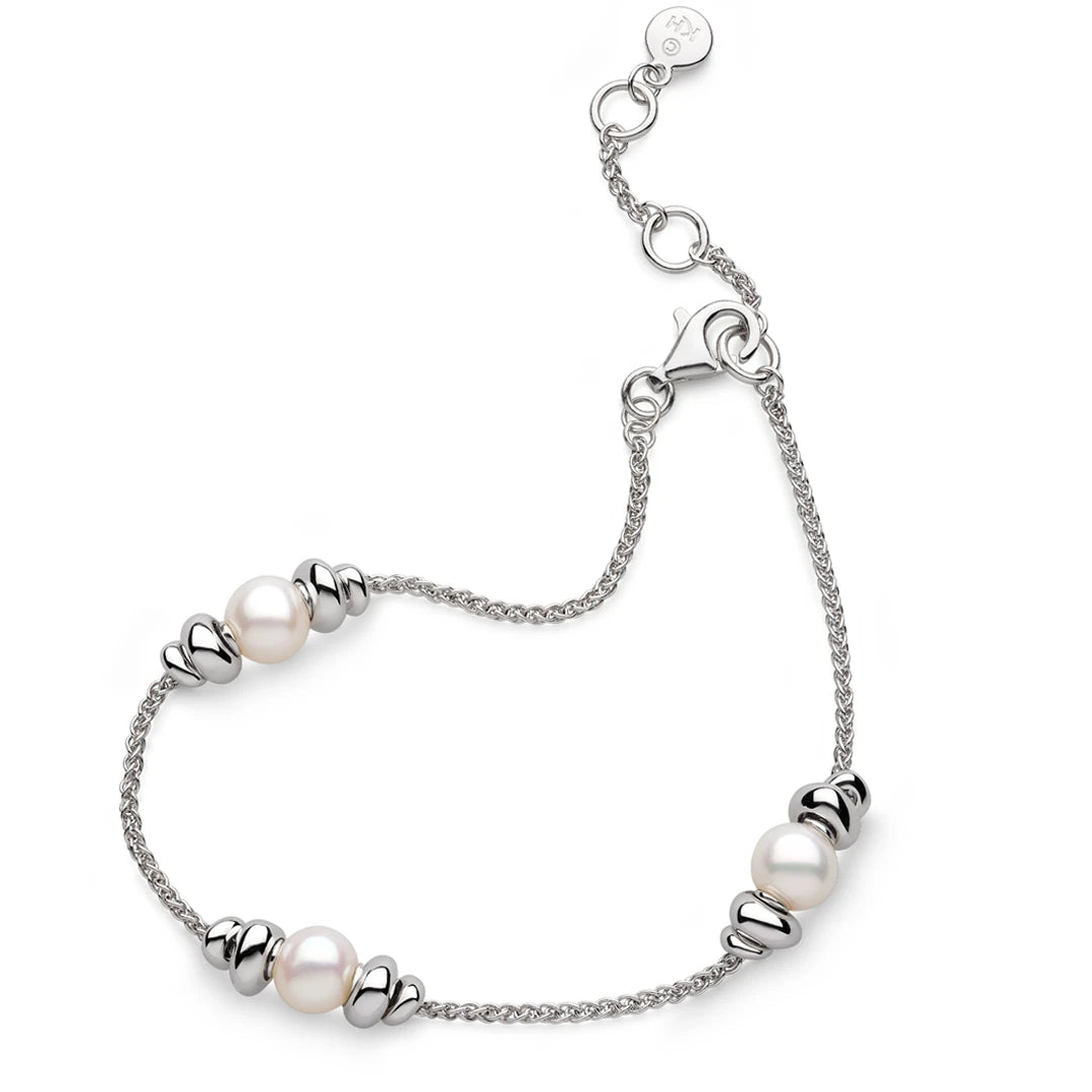 Kit Heath Sterling Silver Coast Tumble Pearl Station Bracelet