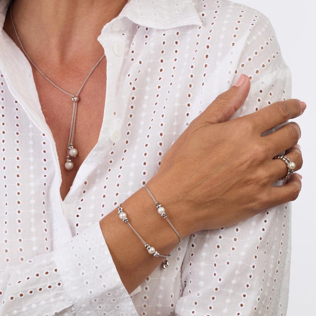 Kit Heath Sterling Silver Coast Tumble Pearl Station Bracelet