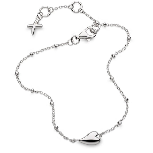Kit Heath Sterling Silver Desire Kiss Mini Heart Ball Chain Bracelet