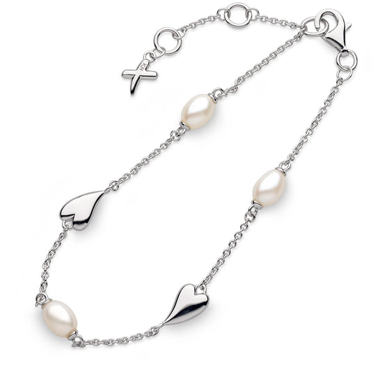 Kit Heath Sterling Silver Desire Kiss Pearl Station Bracelet
