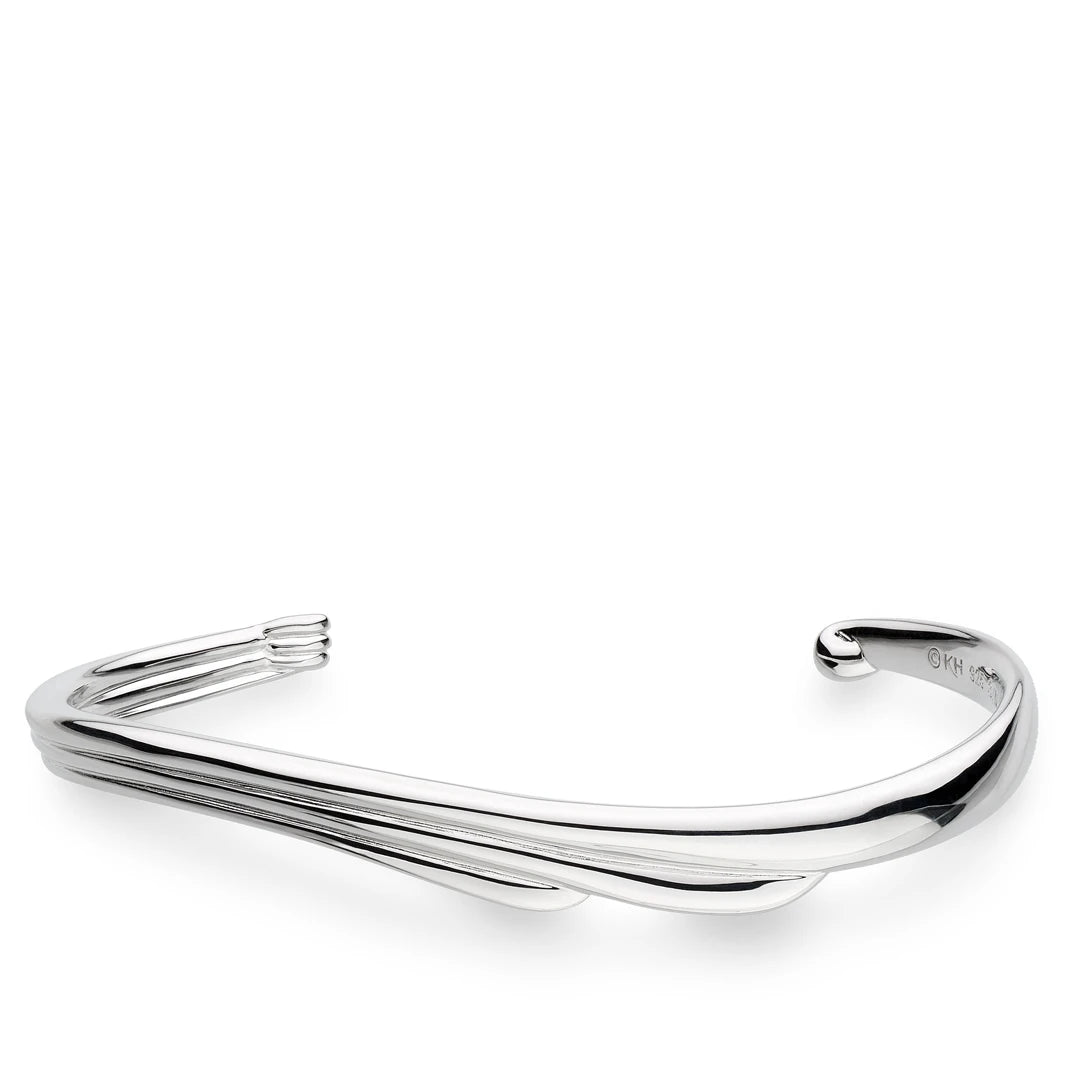 Kit Heath Sterling Silver Oceane Shell Wave Narrow Cuff Bangle