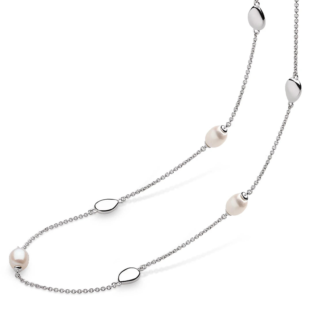 Kit Heath Sterling Silver Coast Pebble Pearl Slider Adjustable Station Necklace