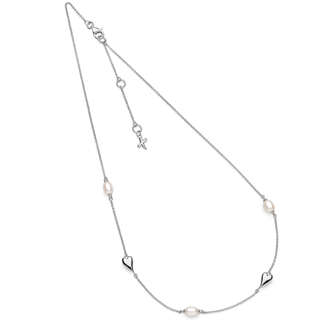 Kit Heath Sterling Silver Desire Kiss Pearl Station Necklace