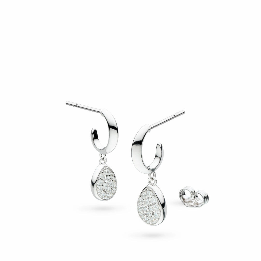 Kit Heath Coast Pebble Glisten Sterling Silver Semi Hoop Earrings