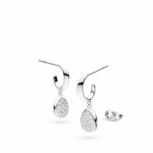 Kit Heath Coast Pebble Glisten Sterling Silver Semi Hoop Earrings